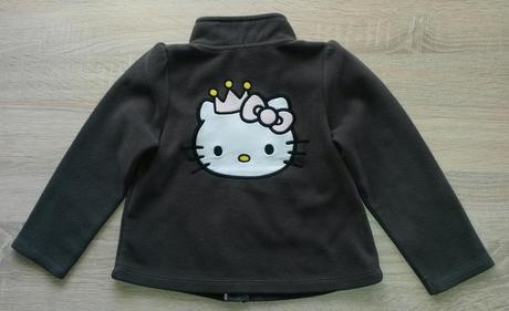 Hnědá fleece mikina s hello kitty vel 98-104, h&m,98