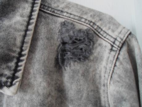Šedá trhaná riflová bunda džíska, new yorker,s