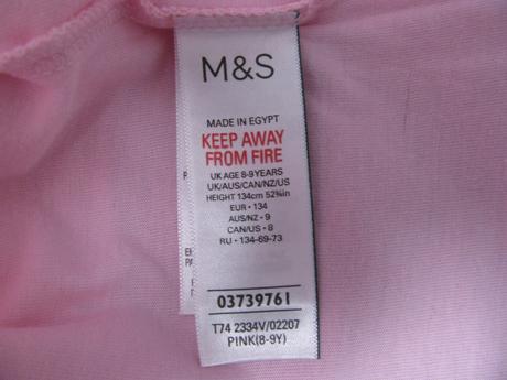 Růžové bavlněné tričko s potiskem, marks & spencer,134