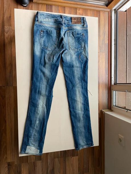 Děrované džíny, vel 38/m cca s/m, vintage bsk deni, 38