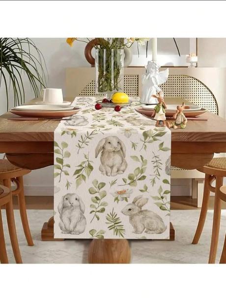 Velikonoční běhoun se zajíčky a květinami, 