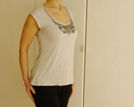 Seda bluzka s aplikaci koralku xs od h&m, h&m,xs