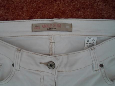 Bílé kalhoty rifle džíny ankle slim 12r, 7/8, next,40