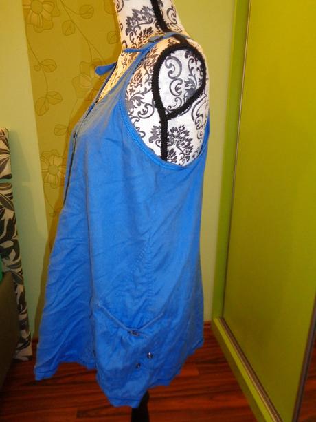 Luxusní lněný modrý top, 46