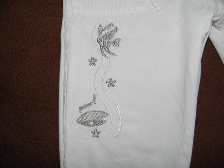 Bílé letní plátěné 3/4 kalhoty vel.110, 110