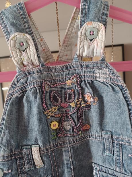 Džíny s laclem + pruhovaný svetr 68/74, next,68