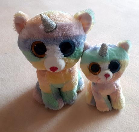 Ty heather, dvě plyšové duhové kočičky - 15 a 20cm,