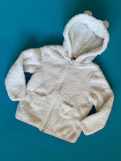 Bílá plyšová mikina, lupilu,98
