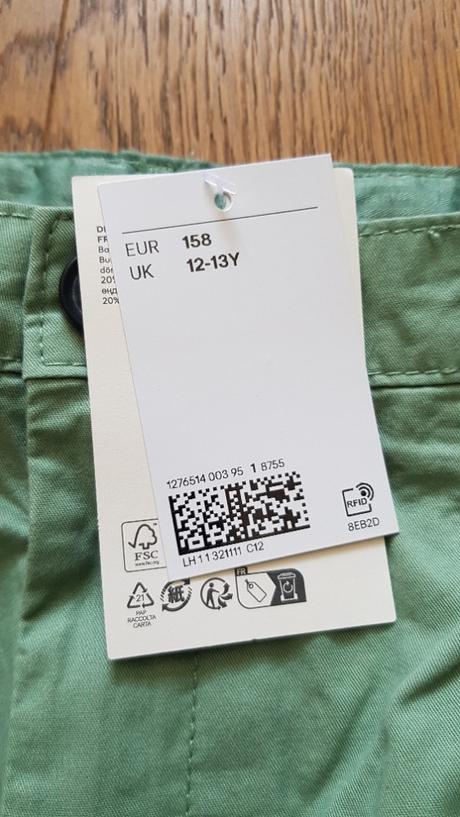 Bavlněné kraťasy chino, zelené, 158, h&m,158