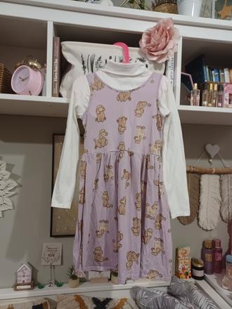 Šaty s pudlíky + bílý rolák, h&m,140