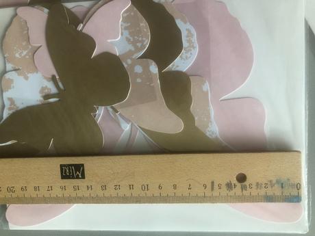 3d dekorace motýli pudrová růžová zlatá zeď strop, 