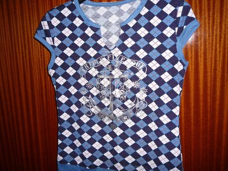 Modro, černo, bílý top., s