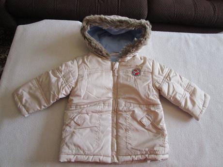 Velmi pěkná sv. hnědá teplá bunda s kapucí, v. 80, 80