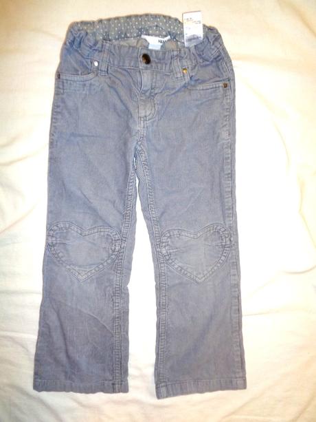 Luxusní šedé manžestráky se srdíčky, h&m,116