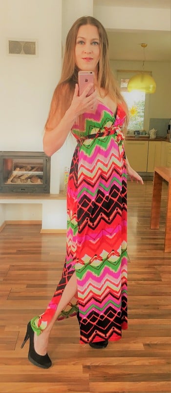 Maxi šaty, vel s/m, perla, s