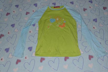 Zelené tričko s obrázkem, dlouhý rukáv, 128