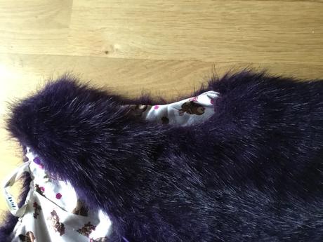 Fialová kožešinová vesticka bolerko, h&m,116