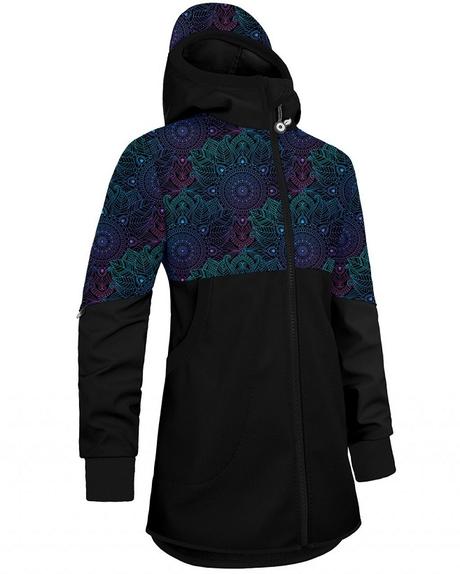 Softshellový kabát unuo mandala dívčí s fleecem, unuo,128 / 134