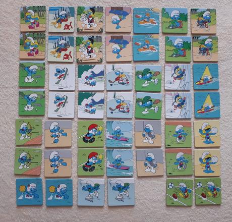 Pexeso dino, šmoulové sporty, 48 pevných kartiček,