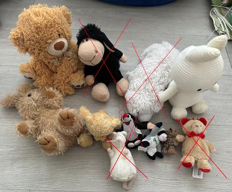 Plyšová zvířátka - medvěd, králík, mýval, 6 ks,