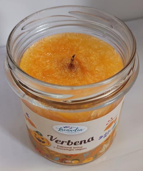 Palmová svíce ve skle - verbena,