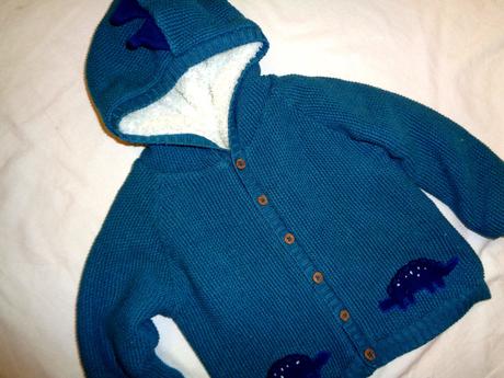 Lahvově zelený dino svetr podšitý kožíškem, john lewis,92