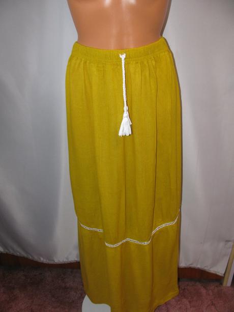 Letní sukně hořčicové barvy vzhledem fáčovina, primark,38
