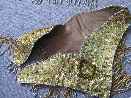 Flitrový zlatý set na břišní tance ,