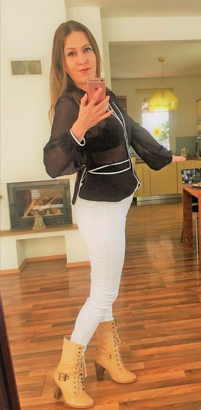 Puntík halenka s páskem, vel s-m, hm, h&m,m