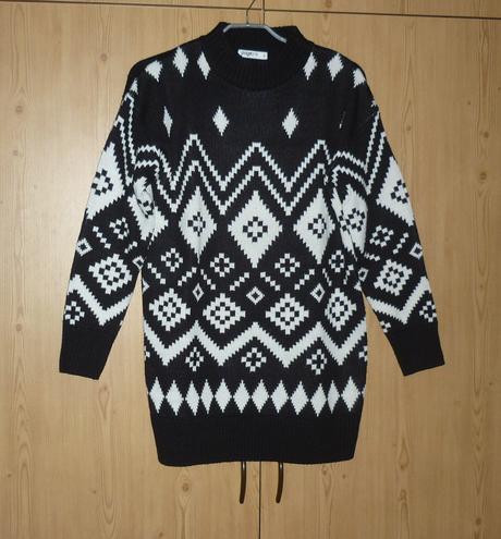 Dámský černobílý dlouhý svetr takko fashion, takko,s