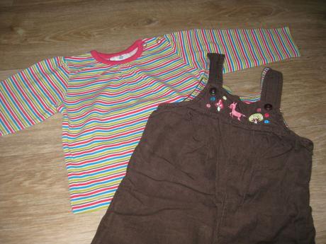 Souprava - manžestrové kalhoty podšité, triko, topolino,80