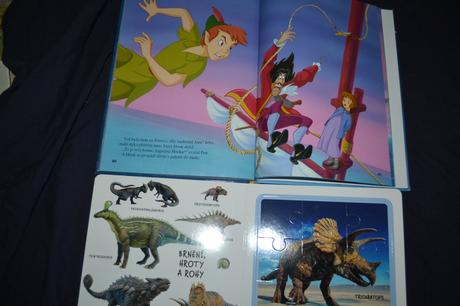2x knihy disney peter pan a dinosauři, 
