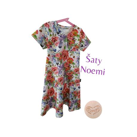 Šaty noemi - jednorožci v kvítí - limitka, 80 - 140