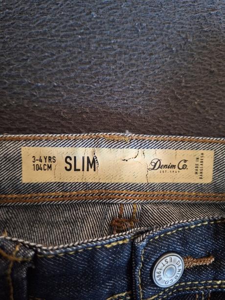 Rifle značky denim co  slim, vel. 3-4 roky (104cm), denim co,104