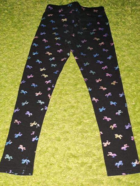 Teplé legíny s jednorožcem vel.9/10, h&m,134