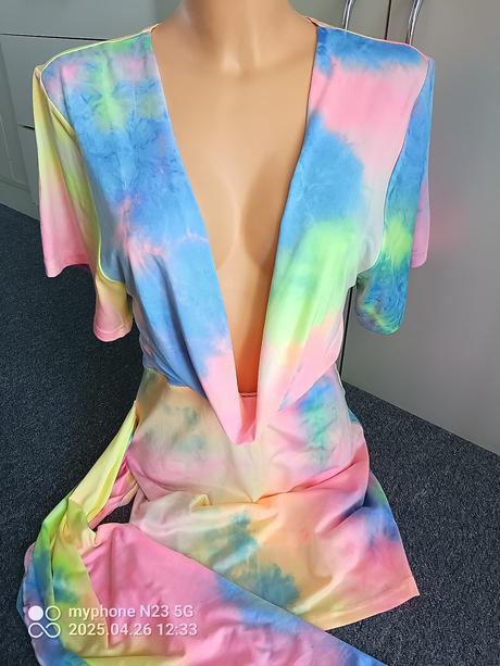 Tílko-mini šaty duhové vel."m", m