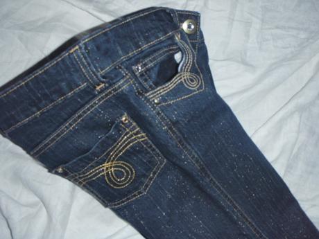 Luxusní delší riflové-stříbrné tříčtvrťáky, denim co,158