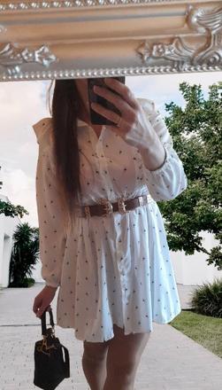 Bílé košilové šaty s volánky a plameňáky, xl