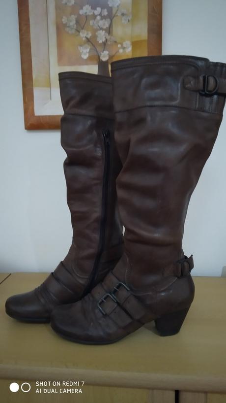 Kožené kozačky janet d. tmavě hnědé, 36