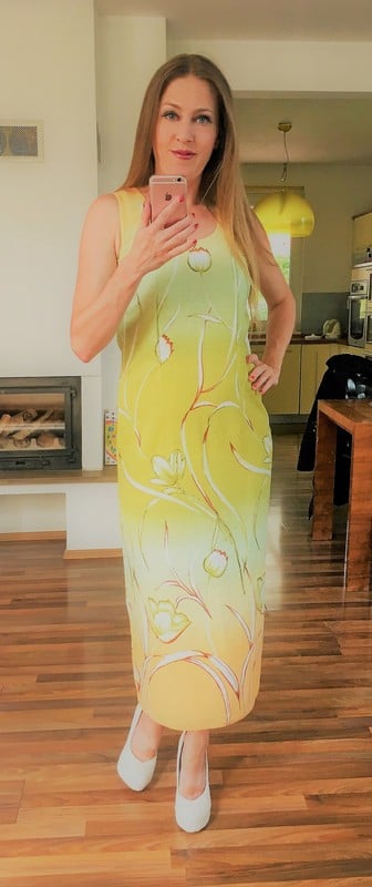 Zelenkavé maxišaty s rozparkem, vel m/l, firma bun, s