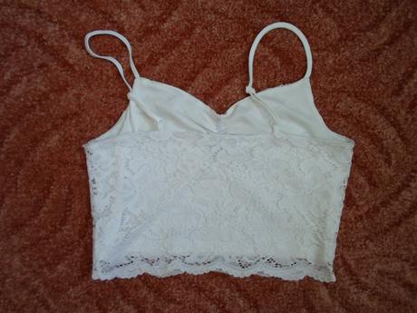 Bílé krajkové tričko triko tílko crop top, new yorker,m