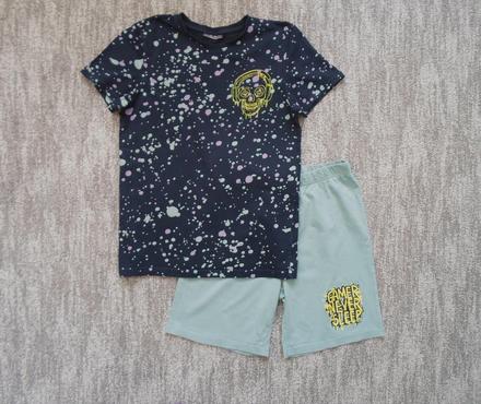 Zelené mint modré chlapecké pyžamo letní, 146