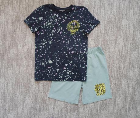 Zelené mint modré chlapecké pyžamo letní, 146