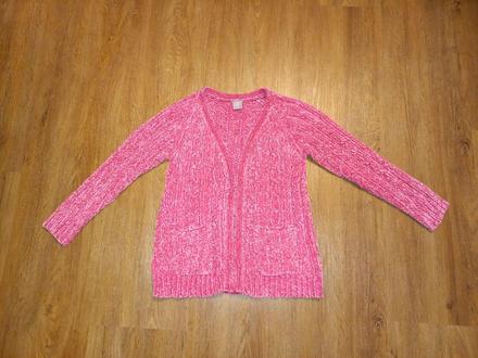 Růžový svetřík bez knoflíků, 128