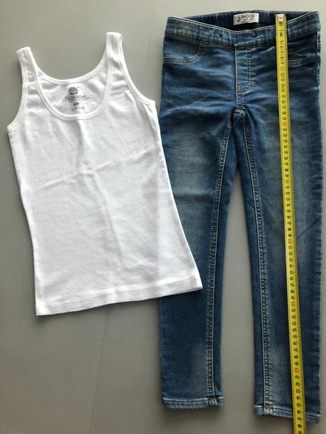 5let 116cm lindex elast džíny+bílé tílko unisex, lindex,116
