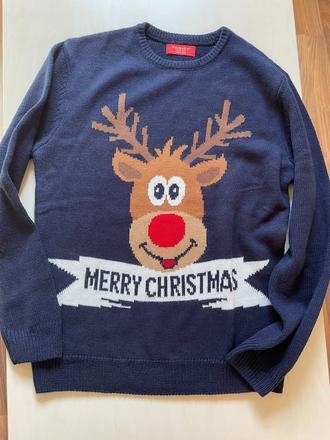 Vánoční svetr se sobem, vel pánská m, primark, m