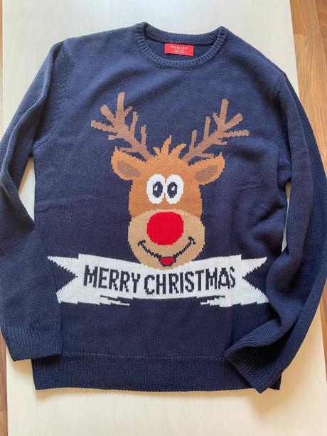 Vánoční svetr se sobem, vel pánská m, primark, m
