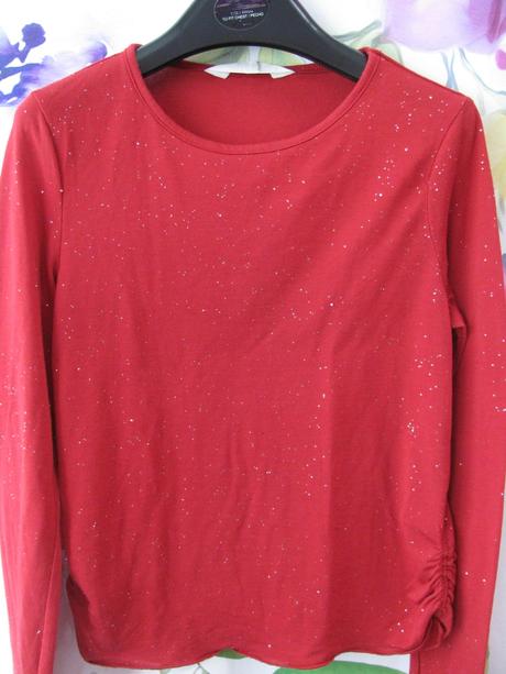 Dívčí vínová halenka s třpytkou, h&m,152