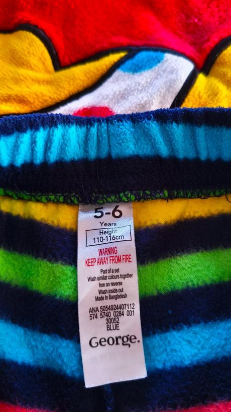 Pyžamo fleece medvídek pudsey, george,110