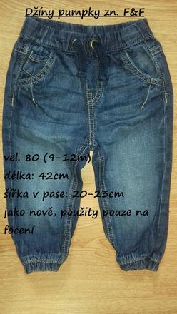 Džíny "pumpky" zn. f&f, f&f,80